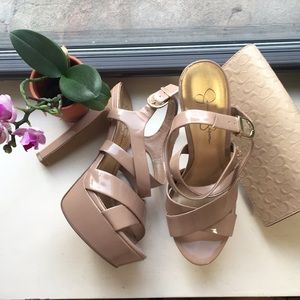 Jessica Simpson Patent Nude Platform Strap Sandals
